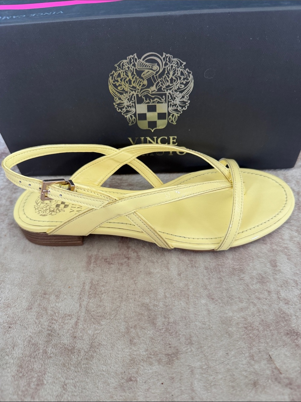 Vince Camuto Melly Sunshine Yellow Leather Crisscross Slingback Sandal